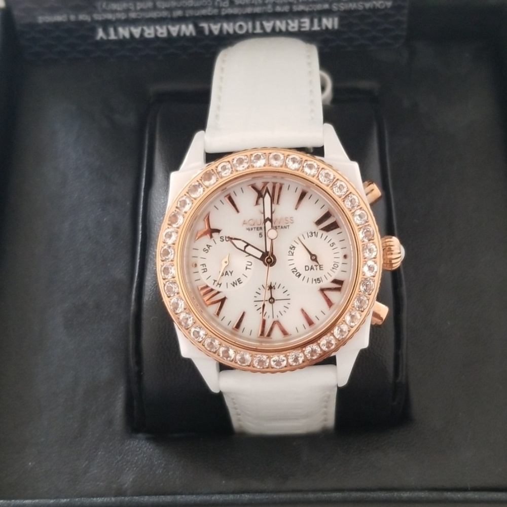 Aquaswiss white & gold watch